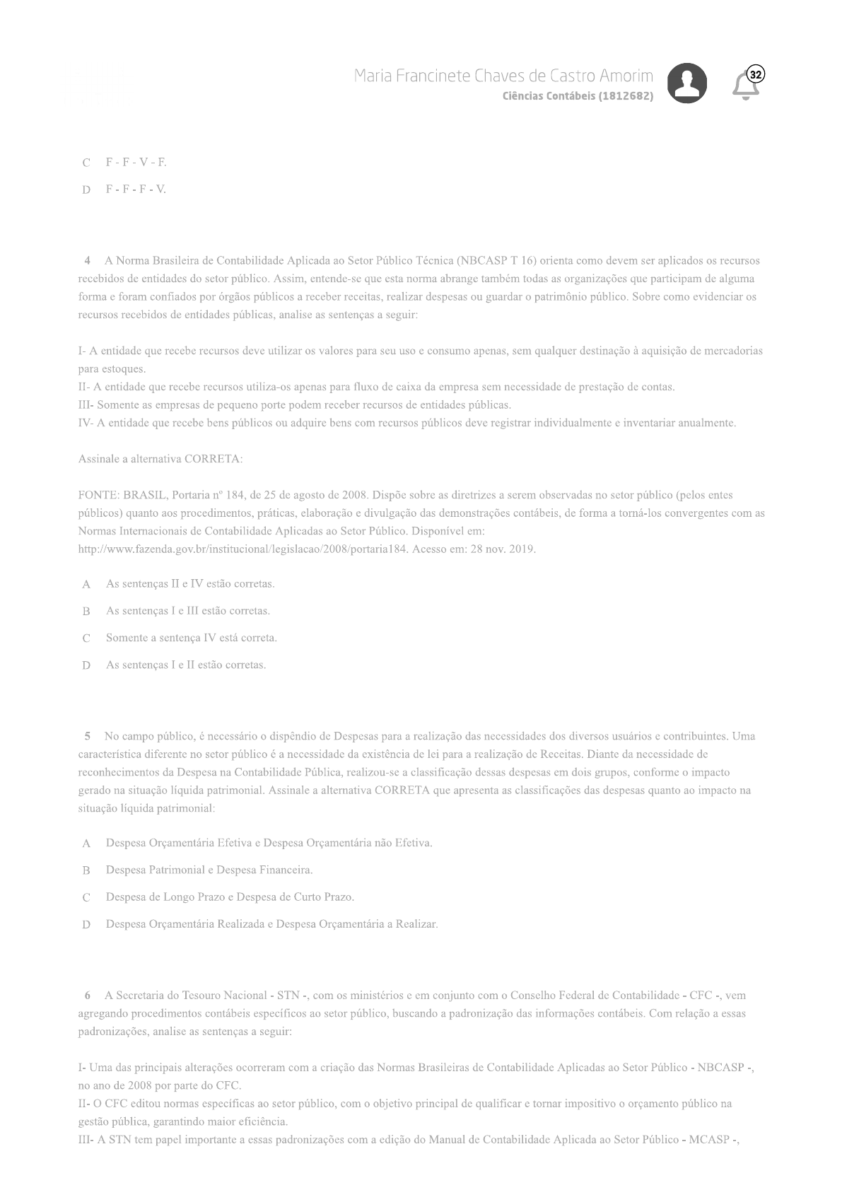 Contabilidade Publica Prova Final Contabilidade Pública 2105