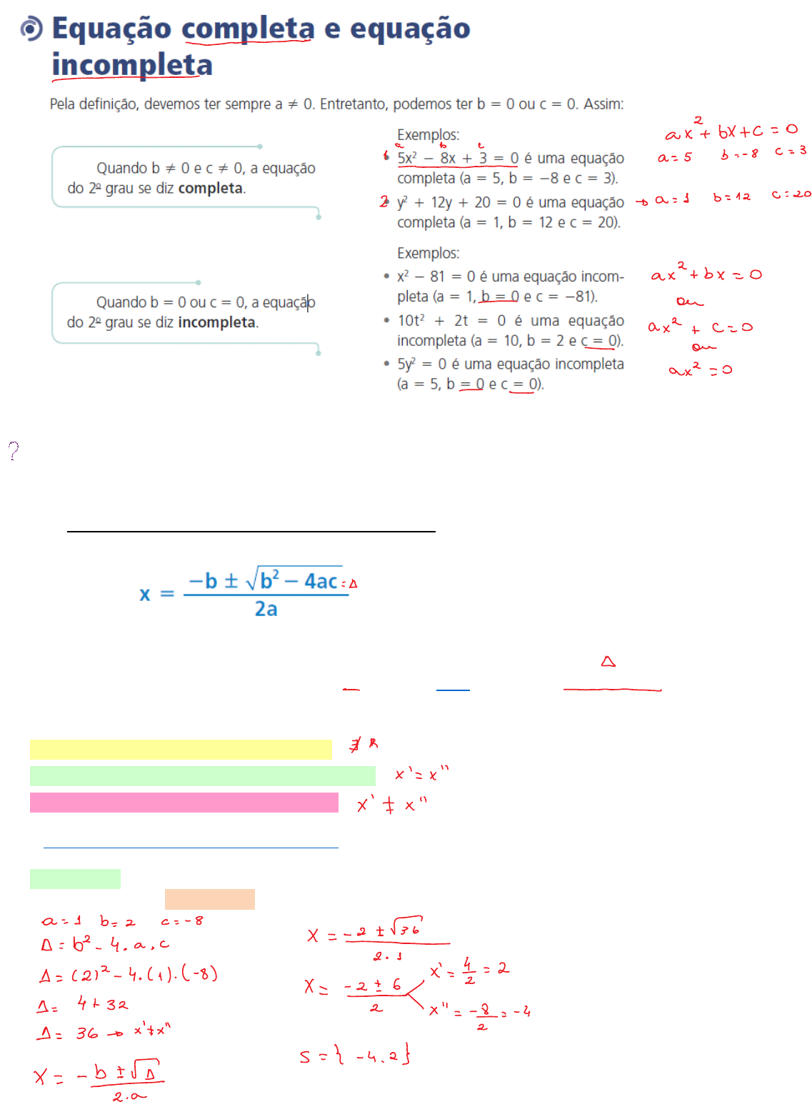 Equação 2 grau incompleta - Recursos de ensino