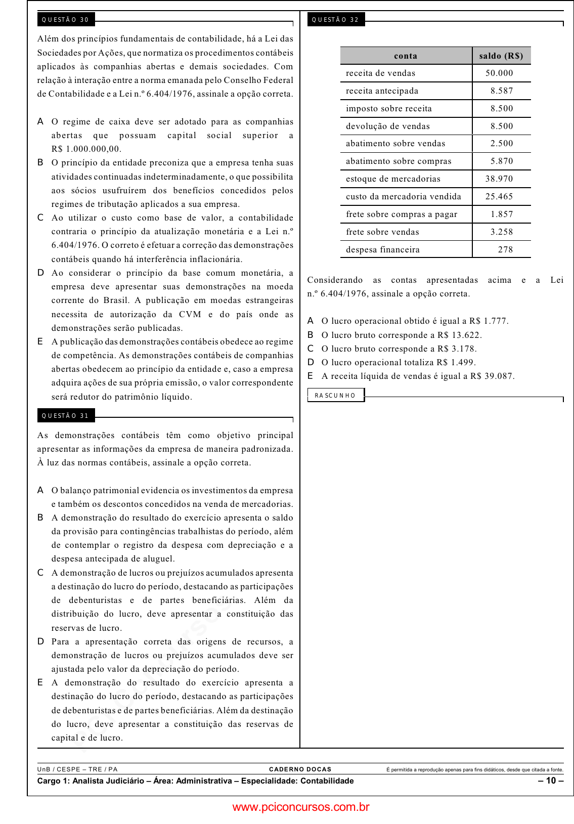 Questão 719392 FUNDATEC - Analista de Planejamento, Orçamento e