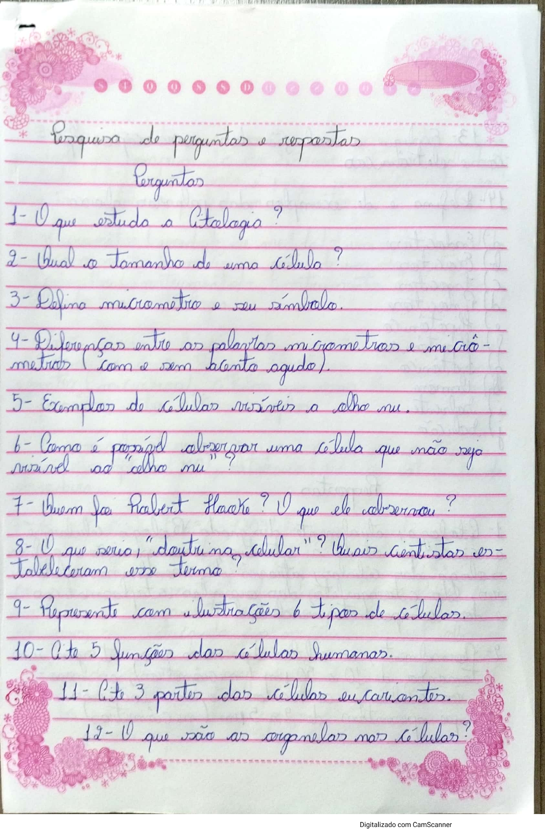 Trabalho Biologia . Perguntas E Respostas - Biologia