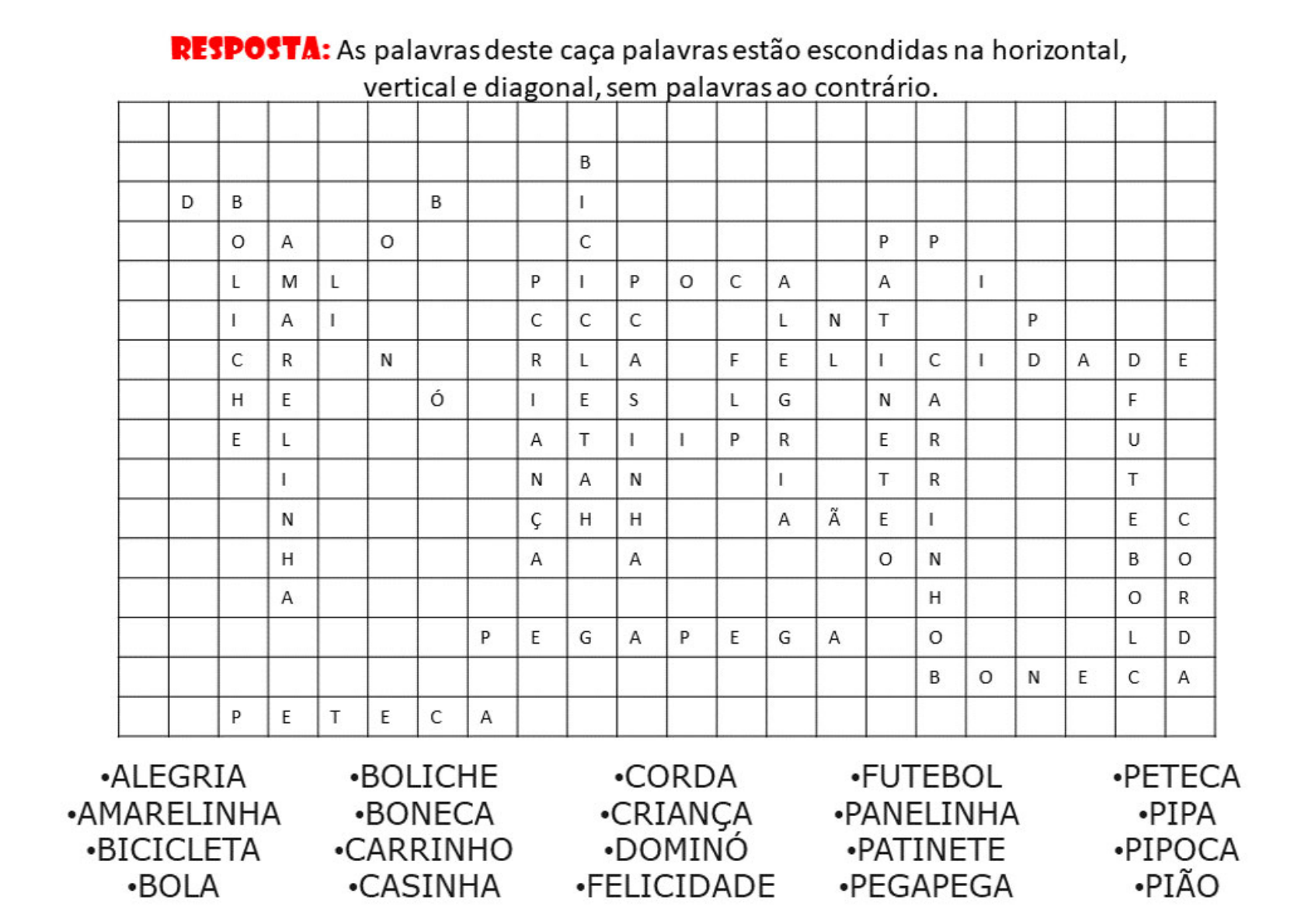 Caça-Palavras Dia das Crianças