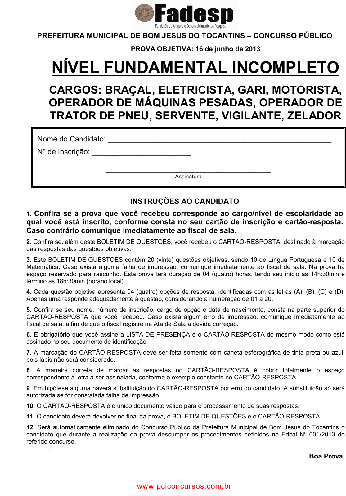 Final de semana - Prefeitura Municipal de Bom Jesus do Tocantins