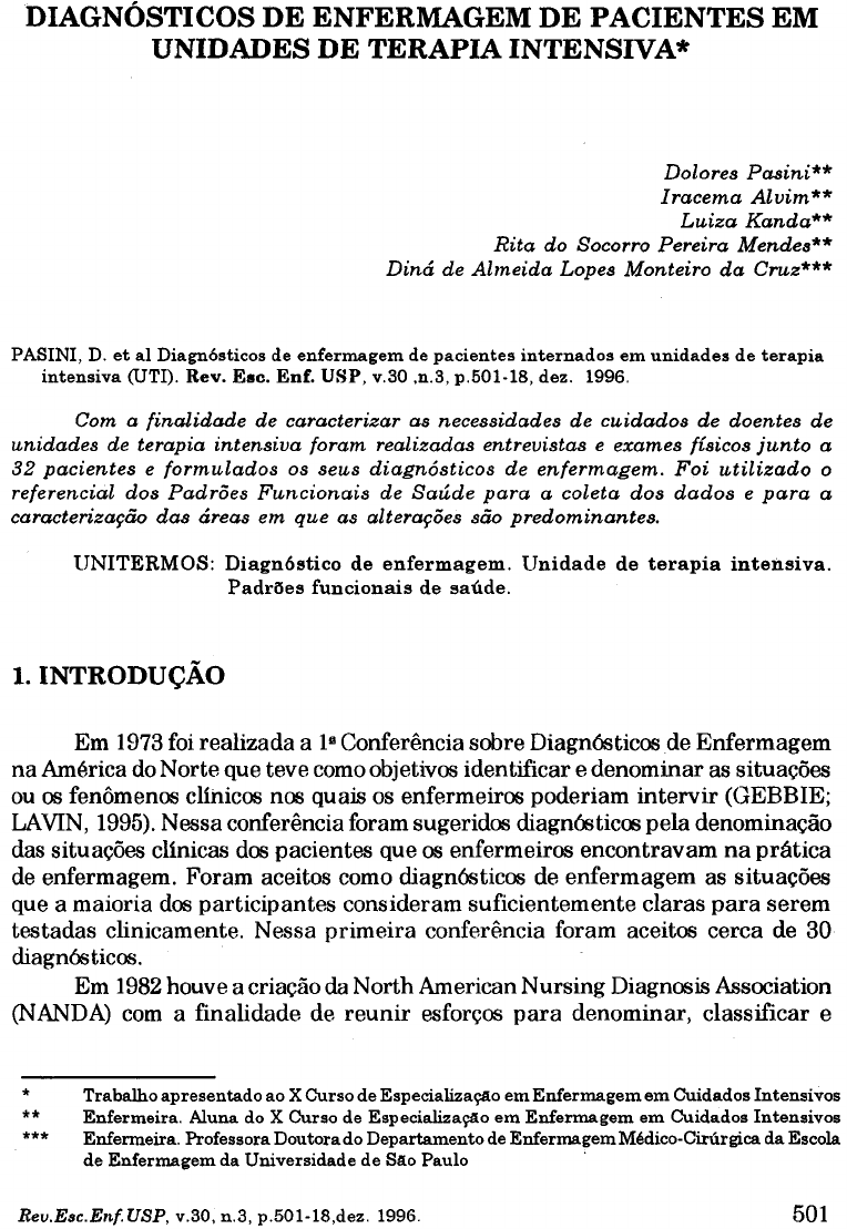 Anamnese de enfermagem da admissão na UTI em 03/04/2020.