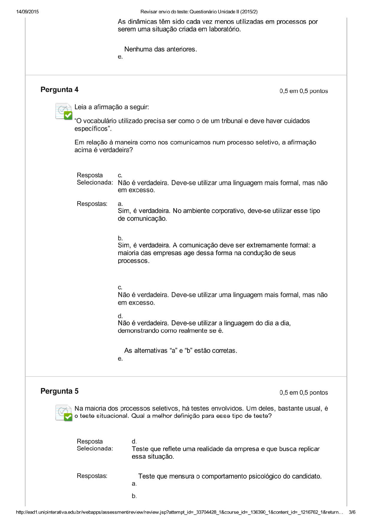 UNIP Estudos Disciplinares VII Questionário Unidade II - E