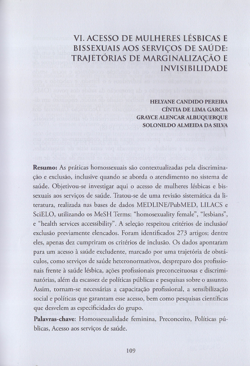 Acesso de Mulheres Lésbicas à Saúde - Bibliografia Lgbt