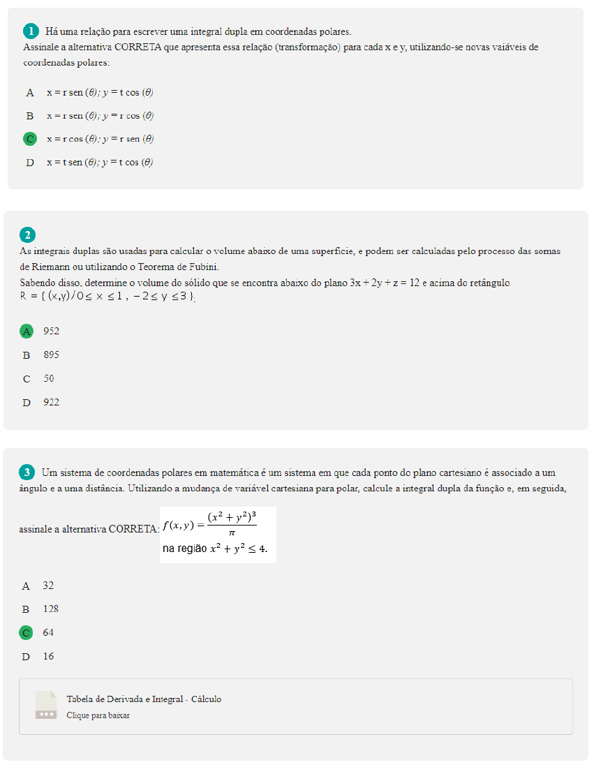 Prova 1 Calculo Diferencia E Integral Iii Uniasselvi Cálculo Iii