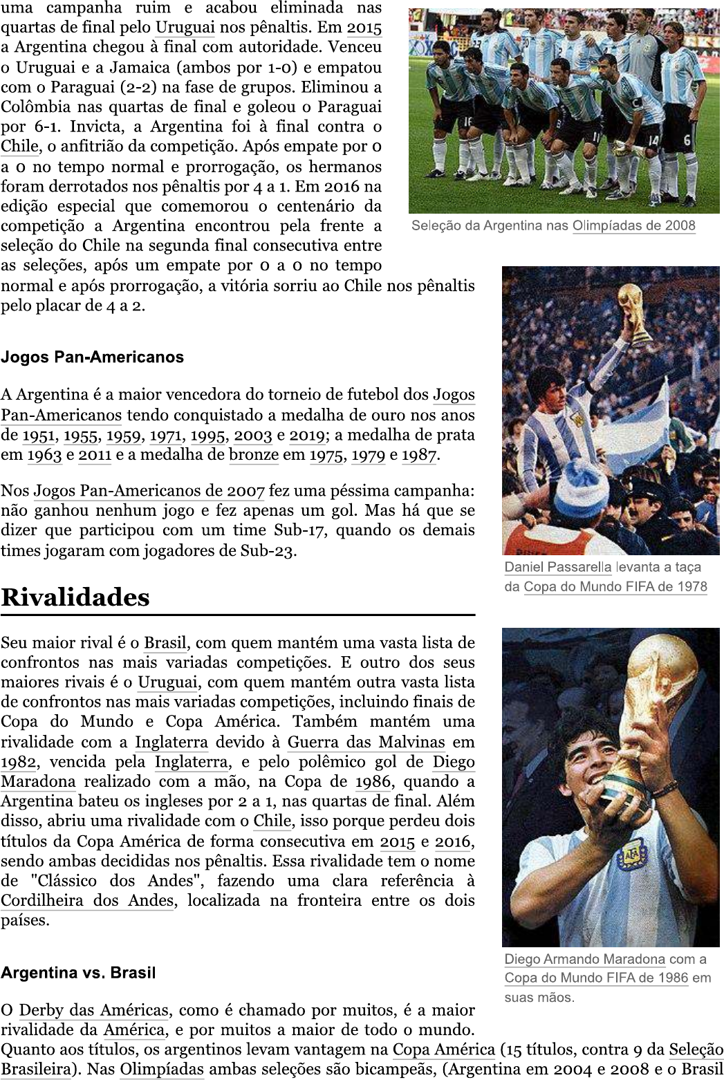 Seleção Argentina de Futebol Wikipédia, a enciclopédia livre - Educação  Física