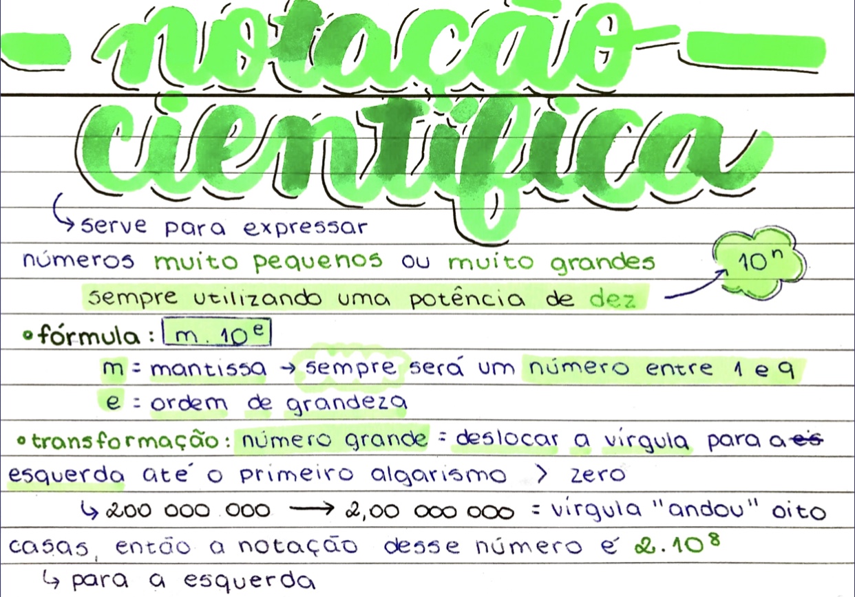 notação científica/matematica/estudos/studies/lettering/resumo