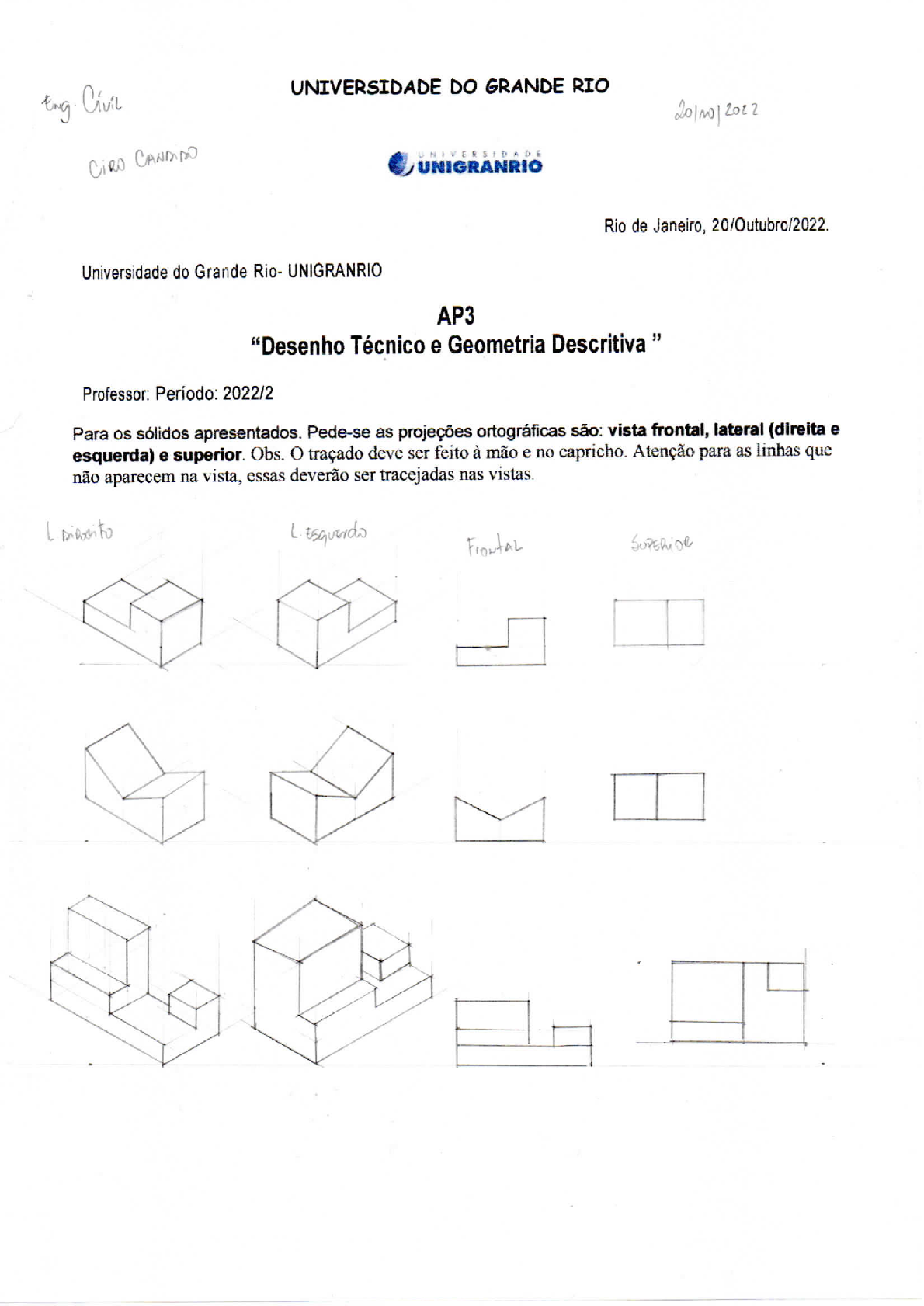 Ap3 Desenho Tecnico Desenho Técnico E Geometria Descritiva 2883