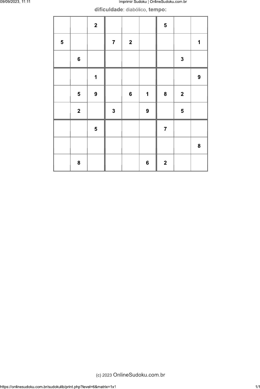 sudoku diabólico 1x1 - Matemática