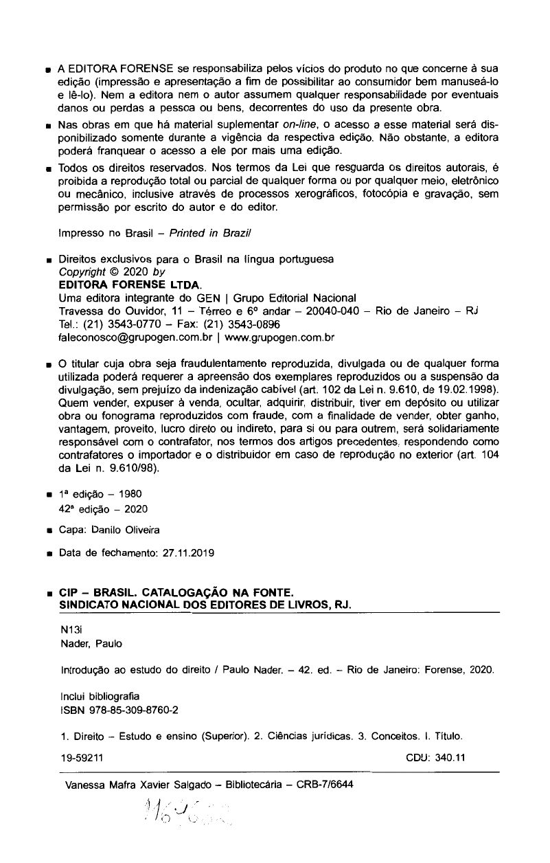 Grátis: introducao estudo direito nader 42 - Material Claro e Objetivo em  PDF para Estudo Rápido