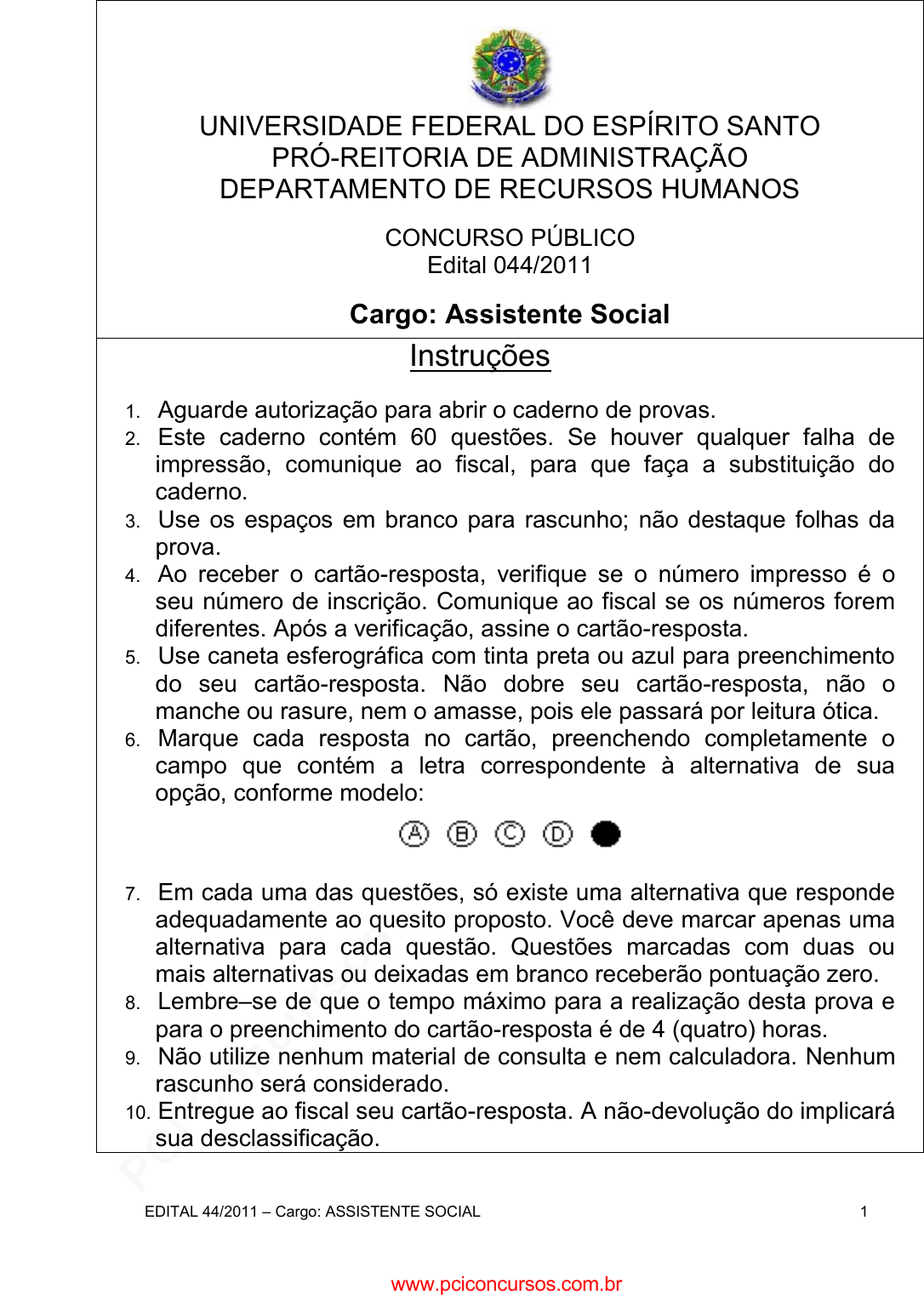 Prova UFES - UFES - 2011 - para Auxiliar em Administração.pdf - Provas de  Concursos Públicos