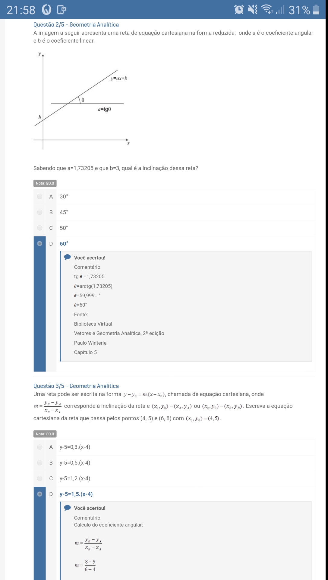 Apol 03 Geometria Analítica Questões 02 E 03 Geometria Analítica E Álgebra Linear 2881