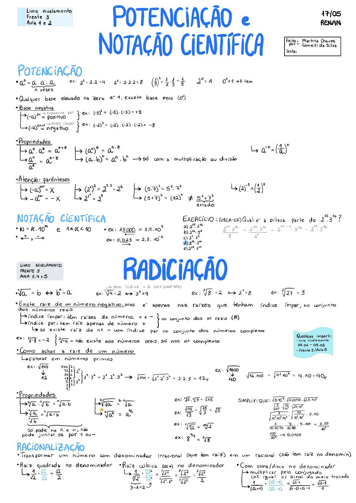 Potenciação, Notação Científica e Radiciação - Matemática