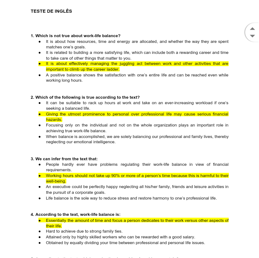 Teste de inglês Across - Inglês