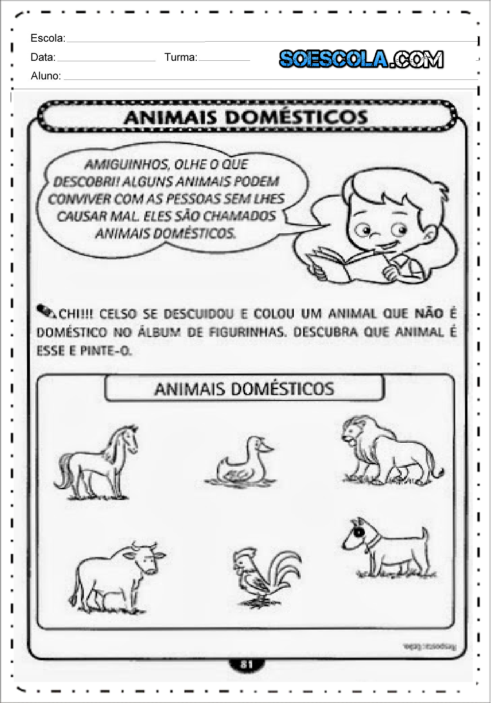 Grátis: atividades-de-ciencias-1-ano-animais-domesticos - Material Claro e  Objetivo em PDF para Estudo Rápido, image size:1001x1434