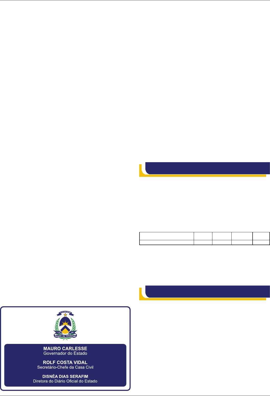 SumÃ¡rio - DiÃ¡rio Oficial - Governo do Estado do Tocantins