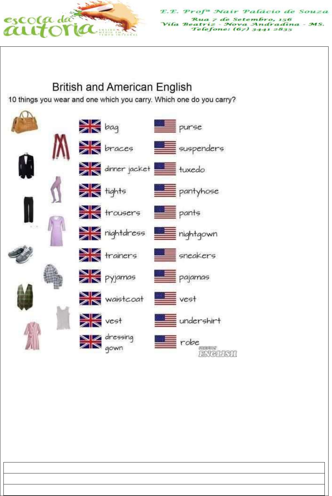 Clothes in American English