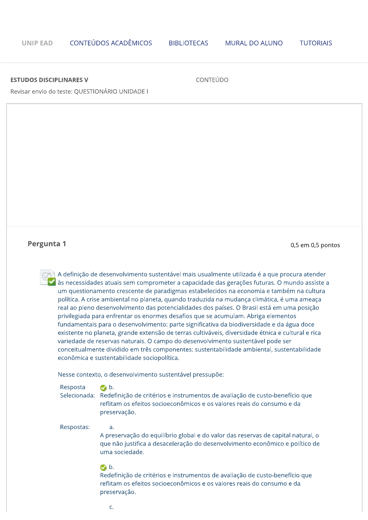 Estudos Disciplinares V- Questionário Und I - Estudos Disciplinares V