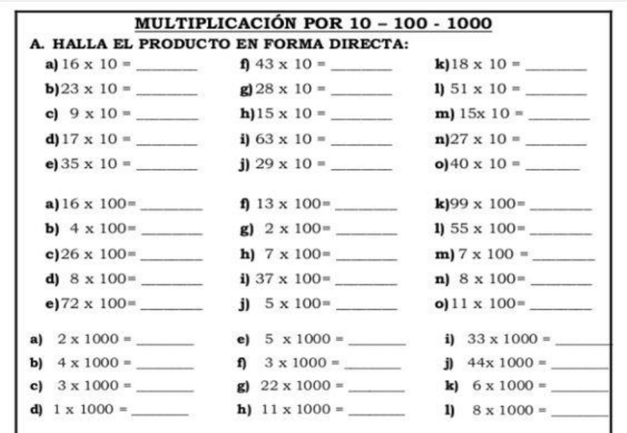 Multiplicação por 10 1001000 - Recursos de ensino