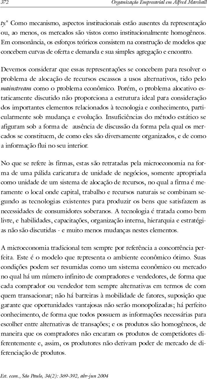 Organização empresarial em Alfred Marshall - Economia I