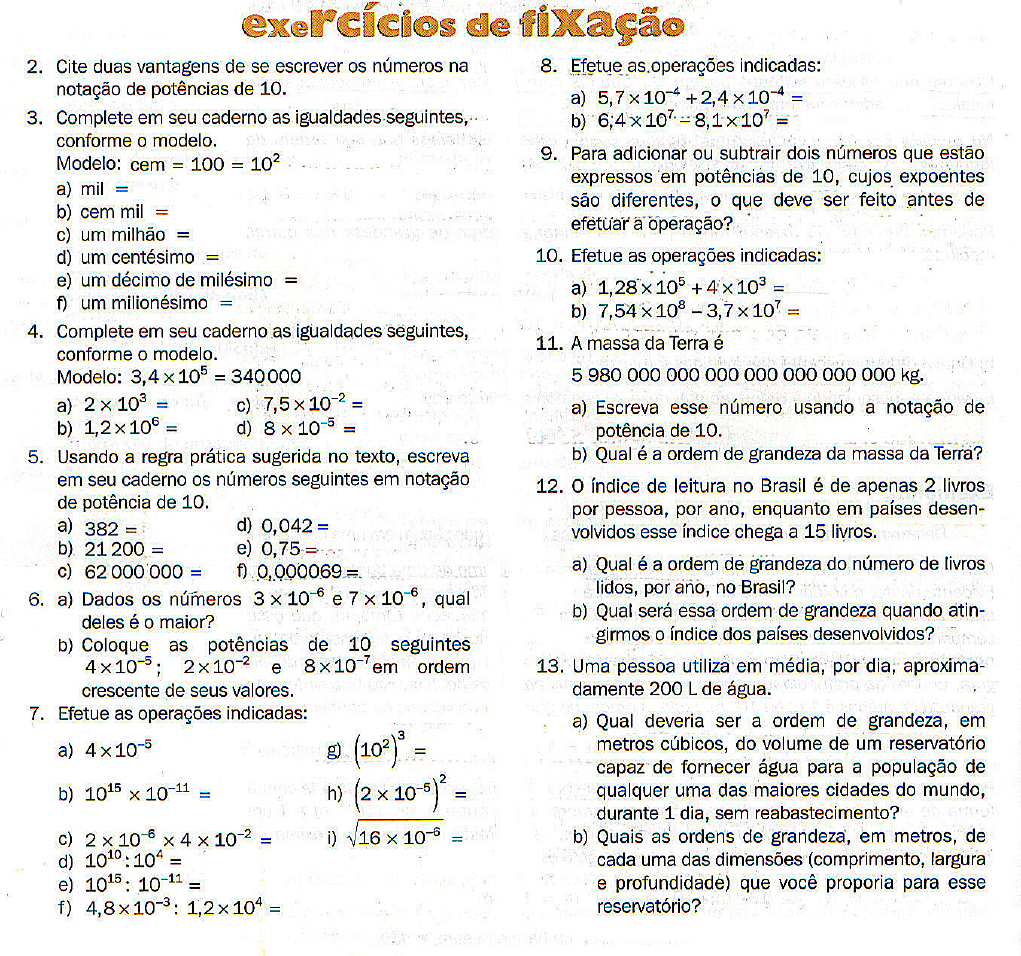 Exercícios notação cientifica e unidades- blog