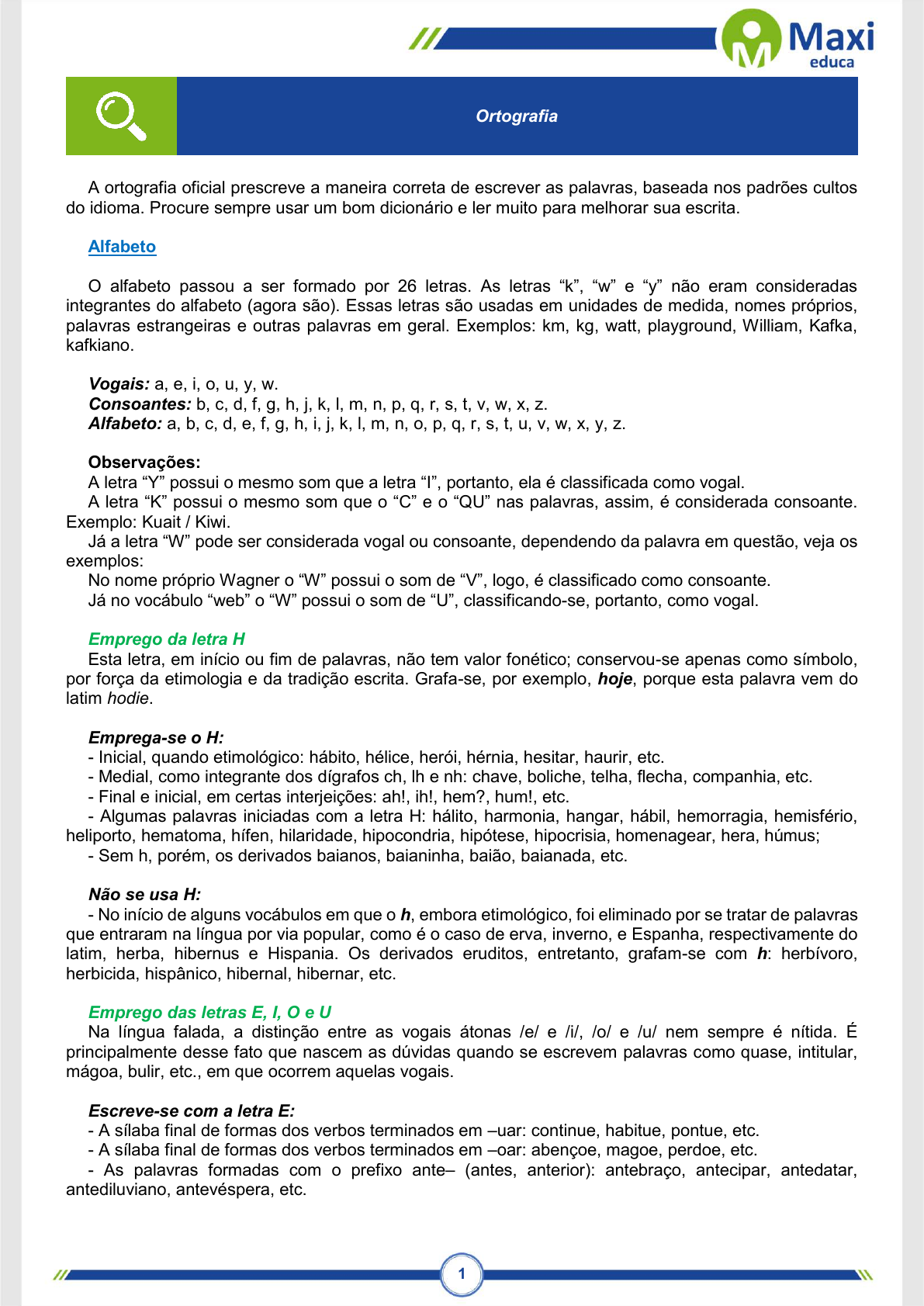 Algumas palavras com suas traduções e exemplos