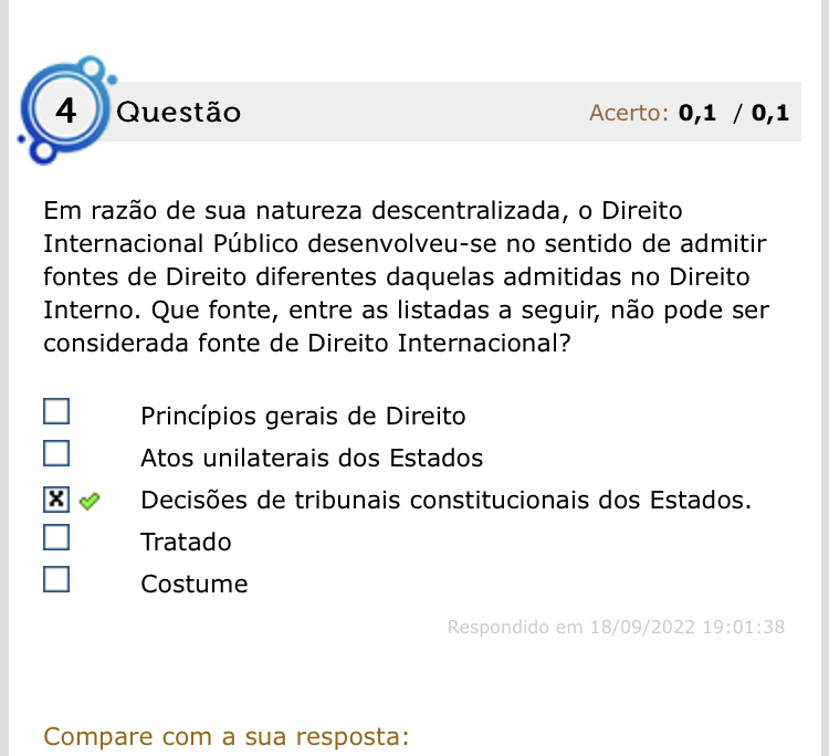 Avaliando Aprendizado Direito Internacional Publico Constitucional Penal