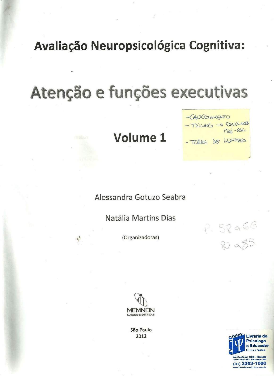 Avaliação Neuropsicológica Cognitiva Atenção E Funções Executivas ...