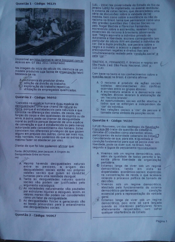 Prova Pagina 1 Acumulacao Capitalista E Desigualdade Social Periodo Primeiro Acumulacao Capitalista