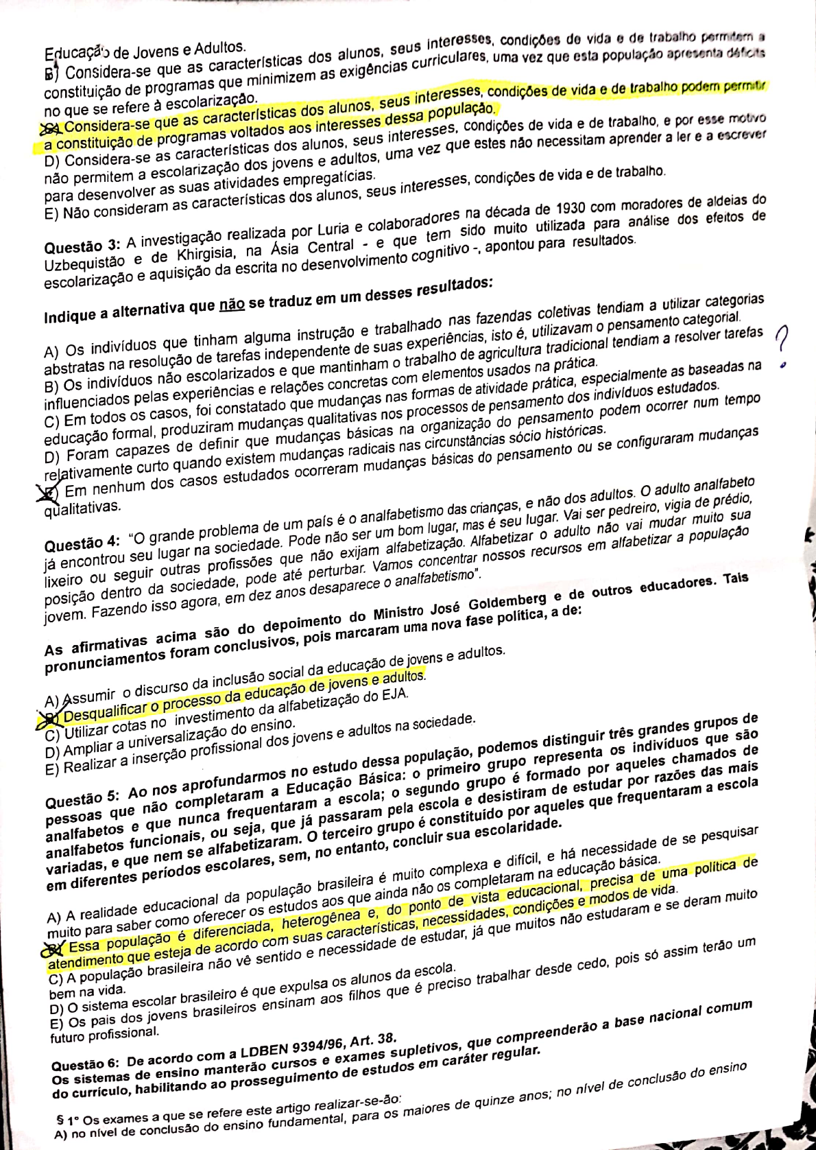 Professor a prova está bem A proves qual das altamaiivas e um