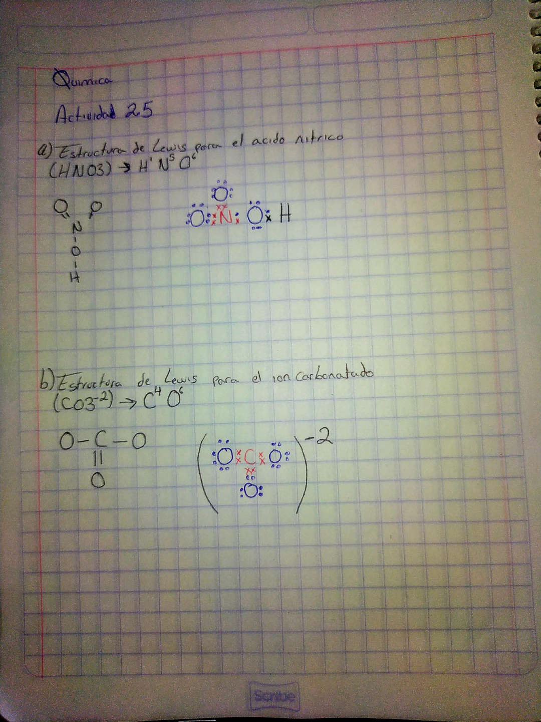 estructura de lewis del ácido nítrico