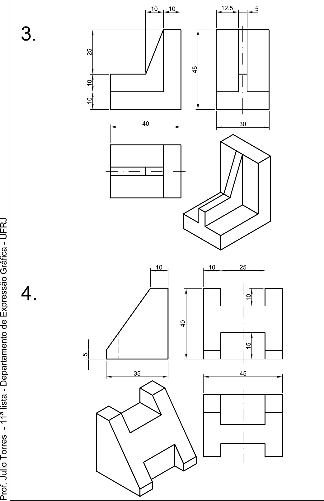 Lista De Exercicios Perspectiva Isometrica Desenho Técnico I 9981