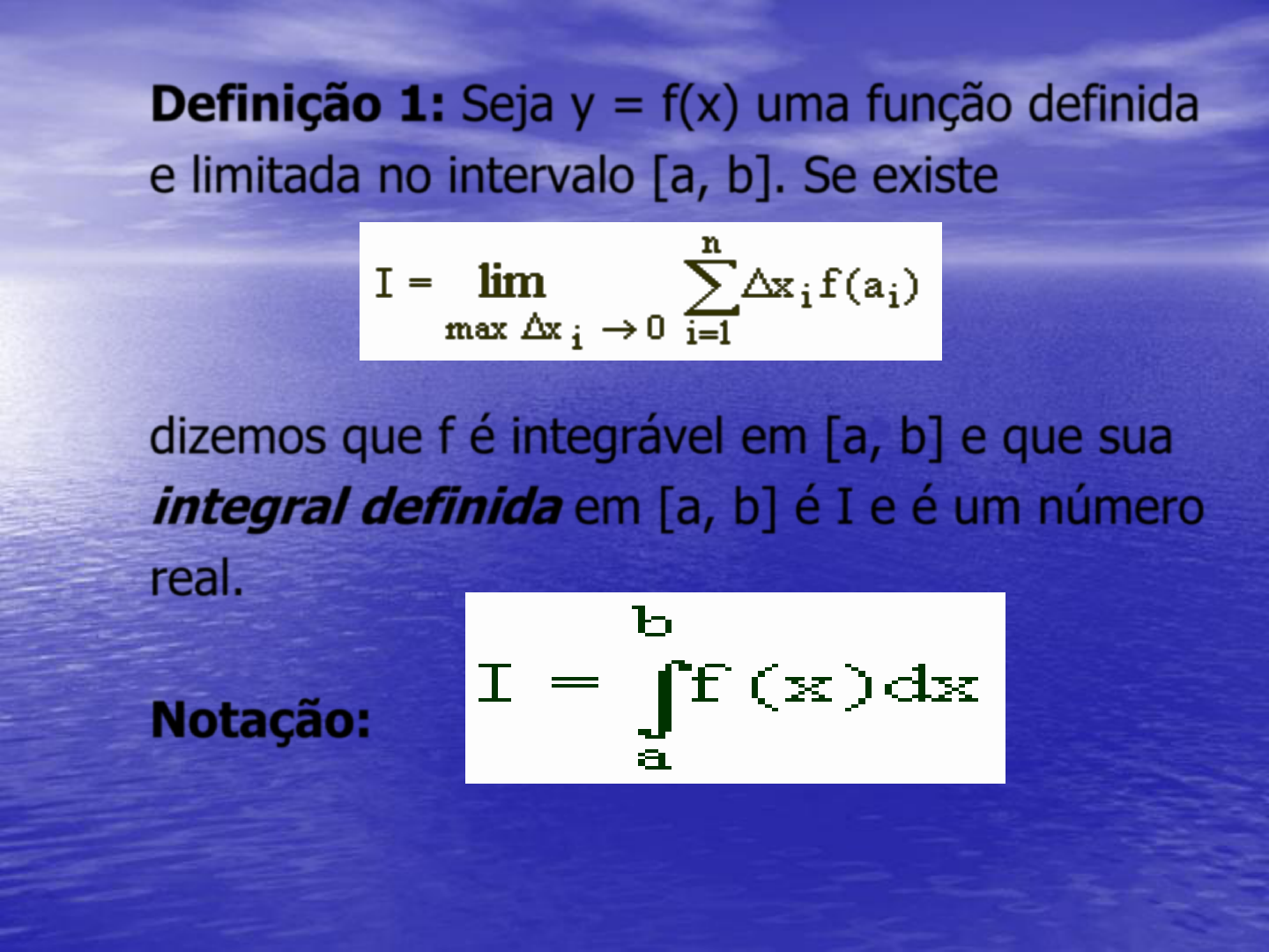 Notação para a integral definida