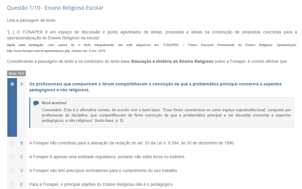 Apol Objetiva Regular Ensino Religioso