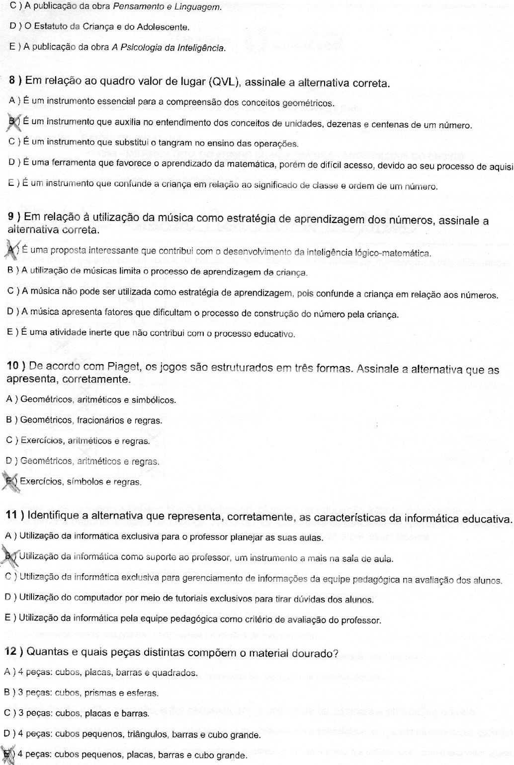 Prova Presencial De Metodologia Do Ensino De Matem Tica Anos Iniciais