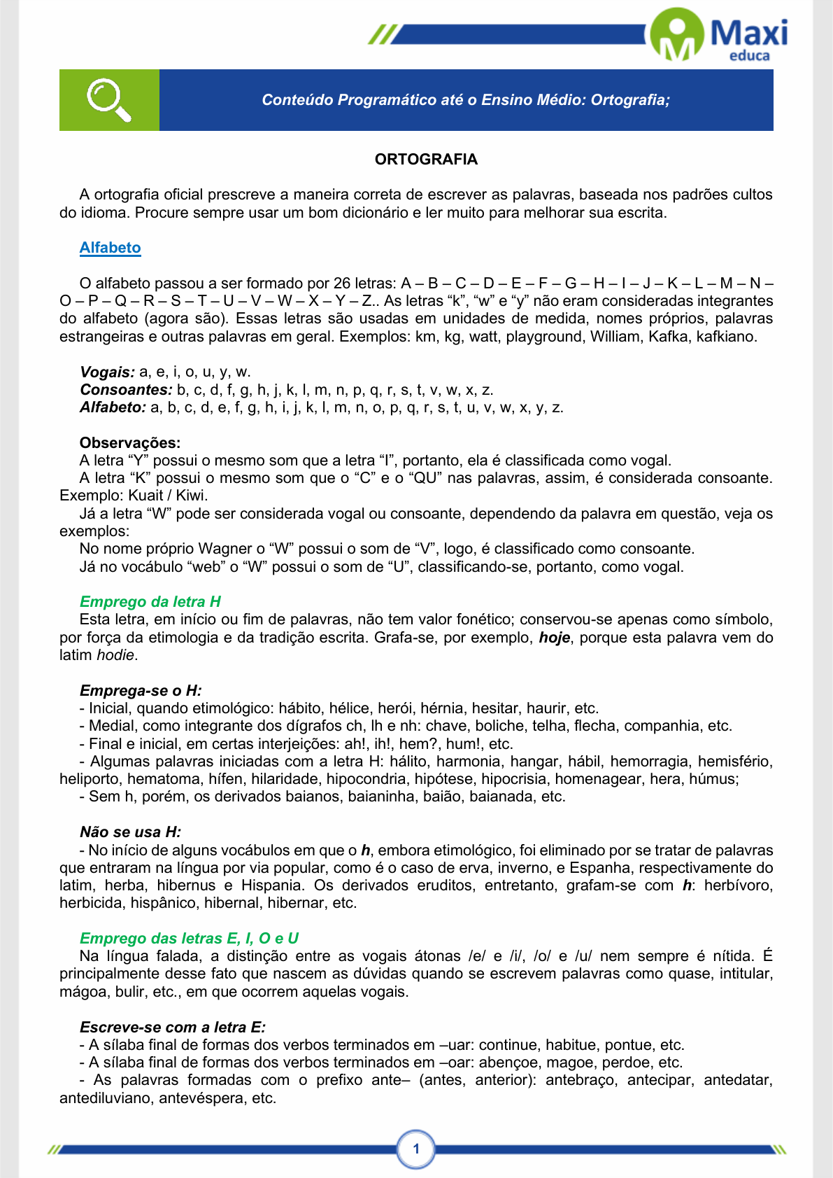 Algumas palavras com suas traduções e exemplos