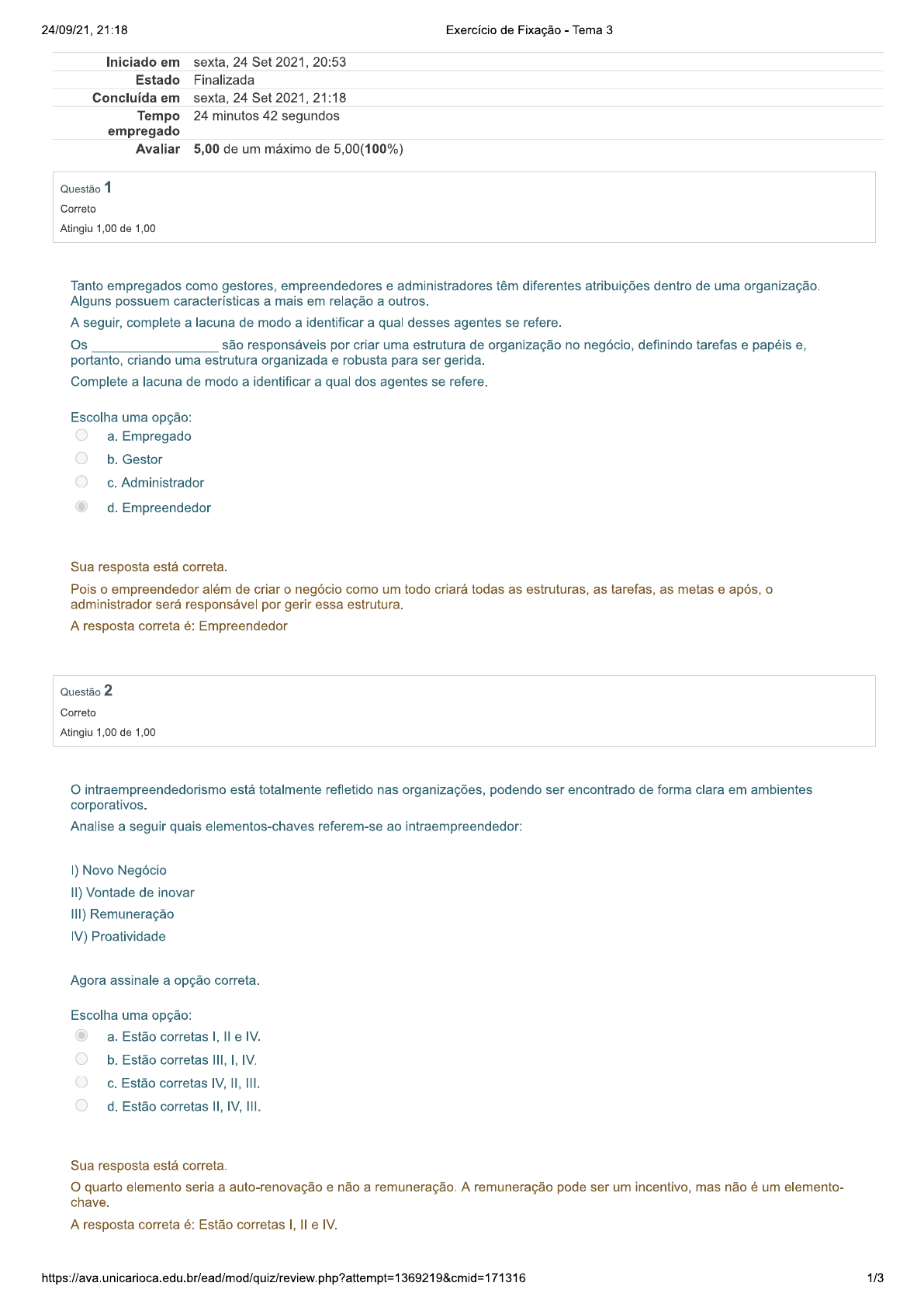 3 Exercício - Empreendedorismo