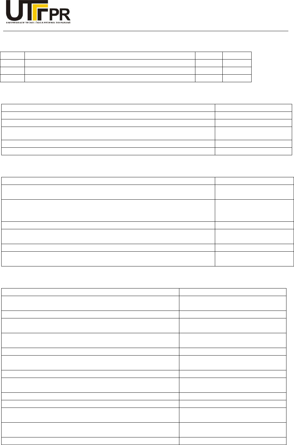 Tabela de pontuação das atividades complementares