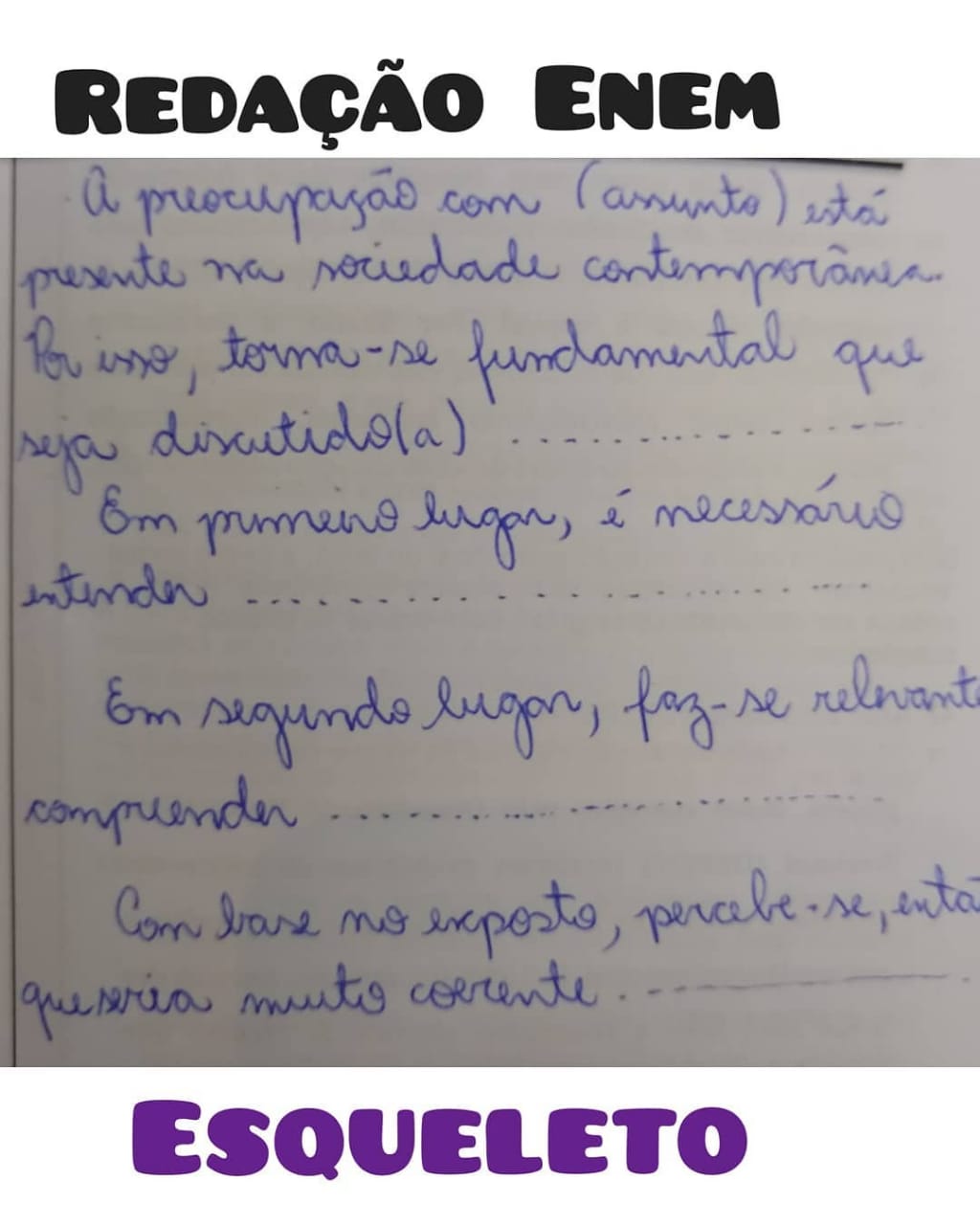 Esqueleto De Redação Enem Edulearn 