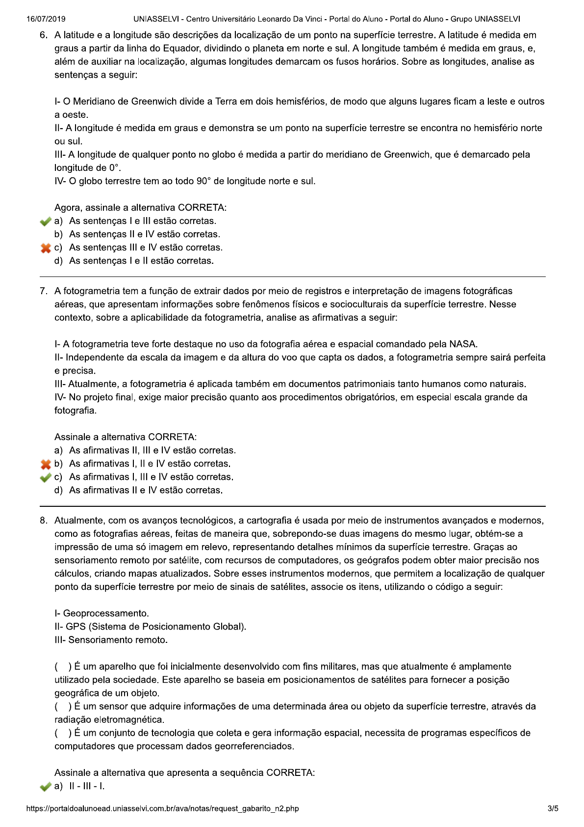 Avaliação Final (Objetiva) - Cartografia