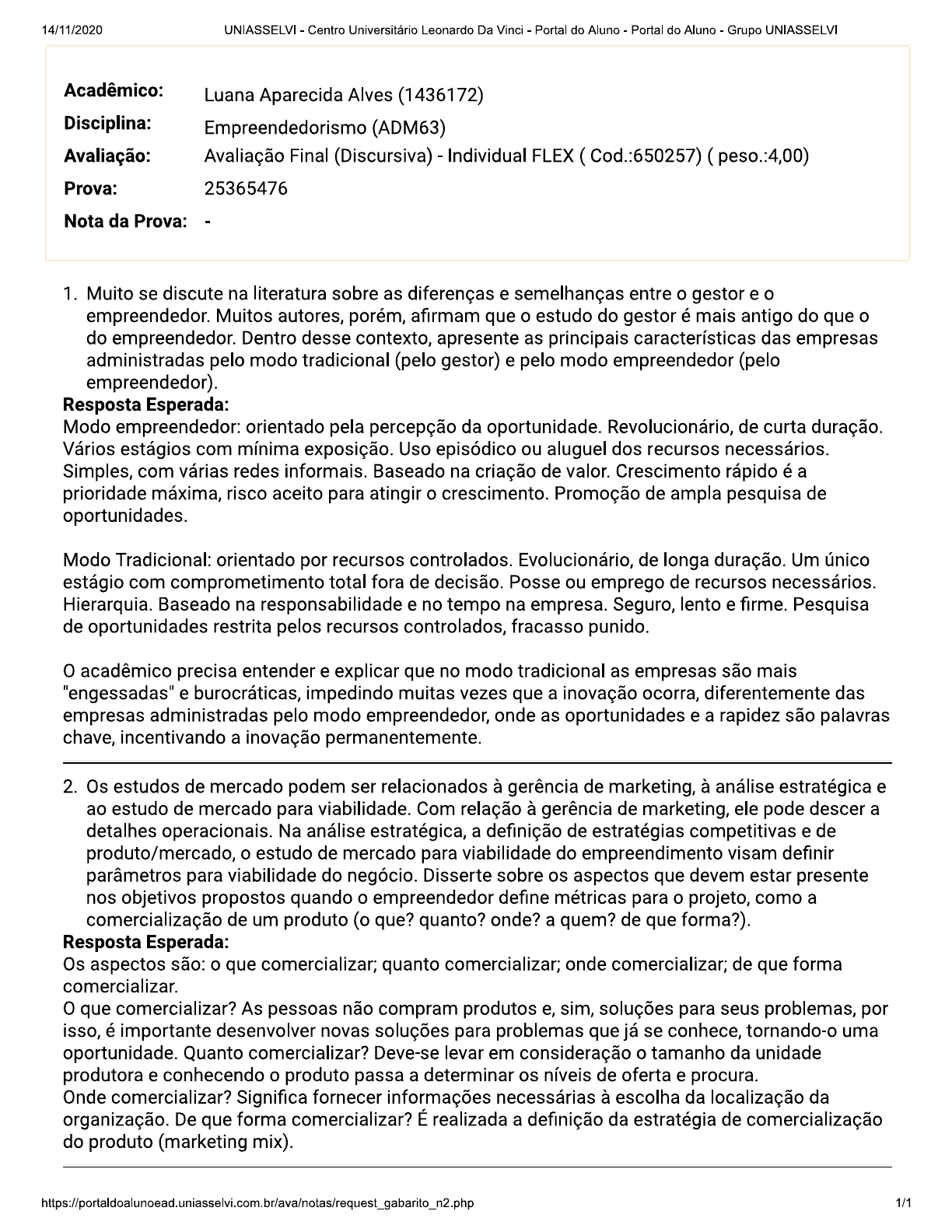 Empreendedorismo - AVALIAÇÃO FINAL DISCURSIVA - Empreendedorismo