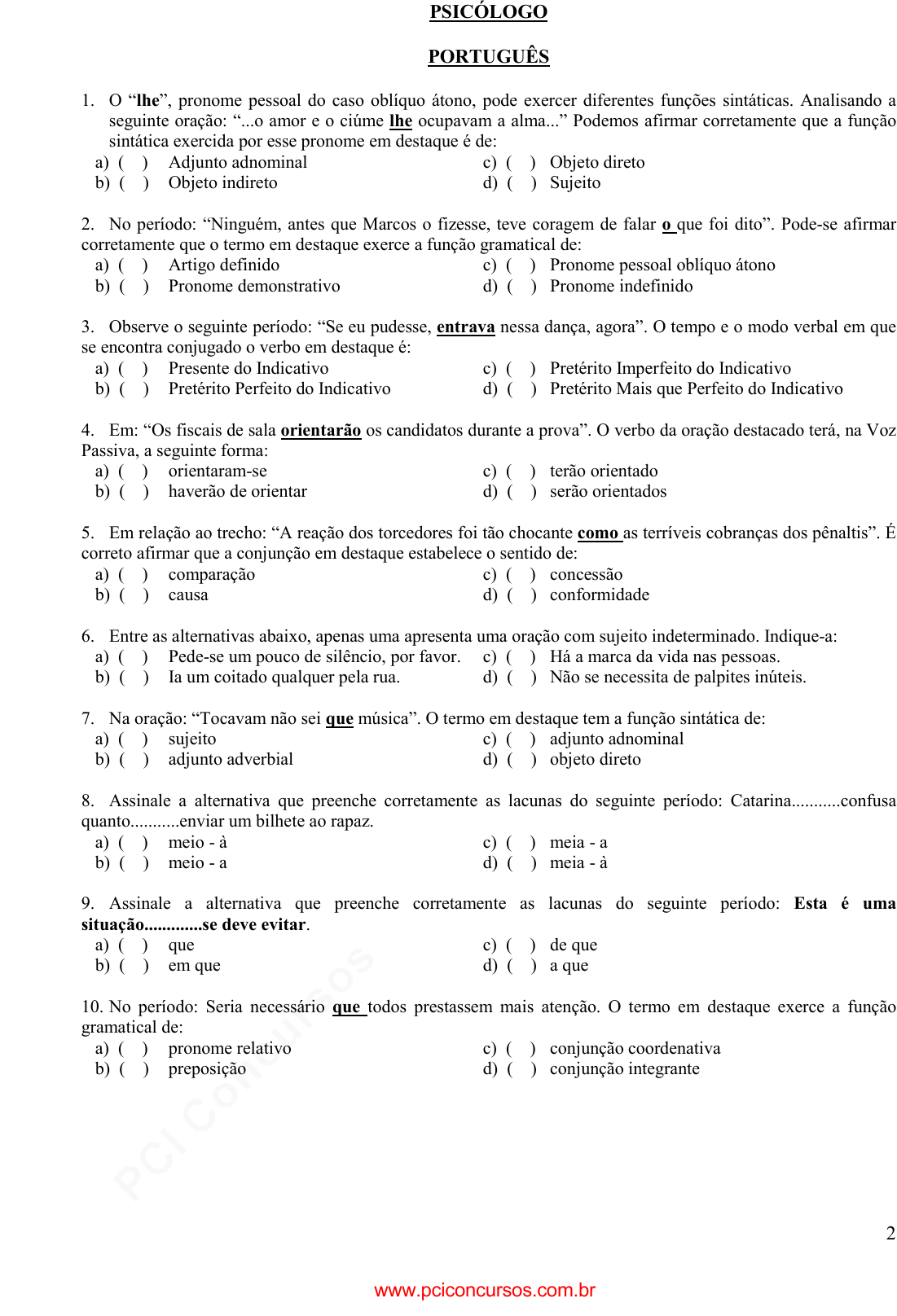 Grátis: Prova Pref. RafardSP - INDEC - 2011 - para Psicólogo.pdf - Questões  Resolvidas com Gabarito em PDF