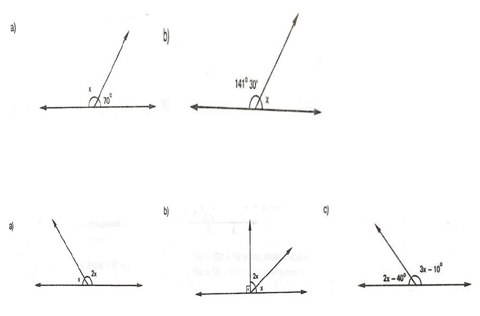 12) Determine o suplemento do ângulo x: Precisa dos cálculos, é