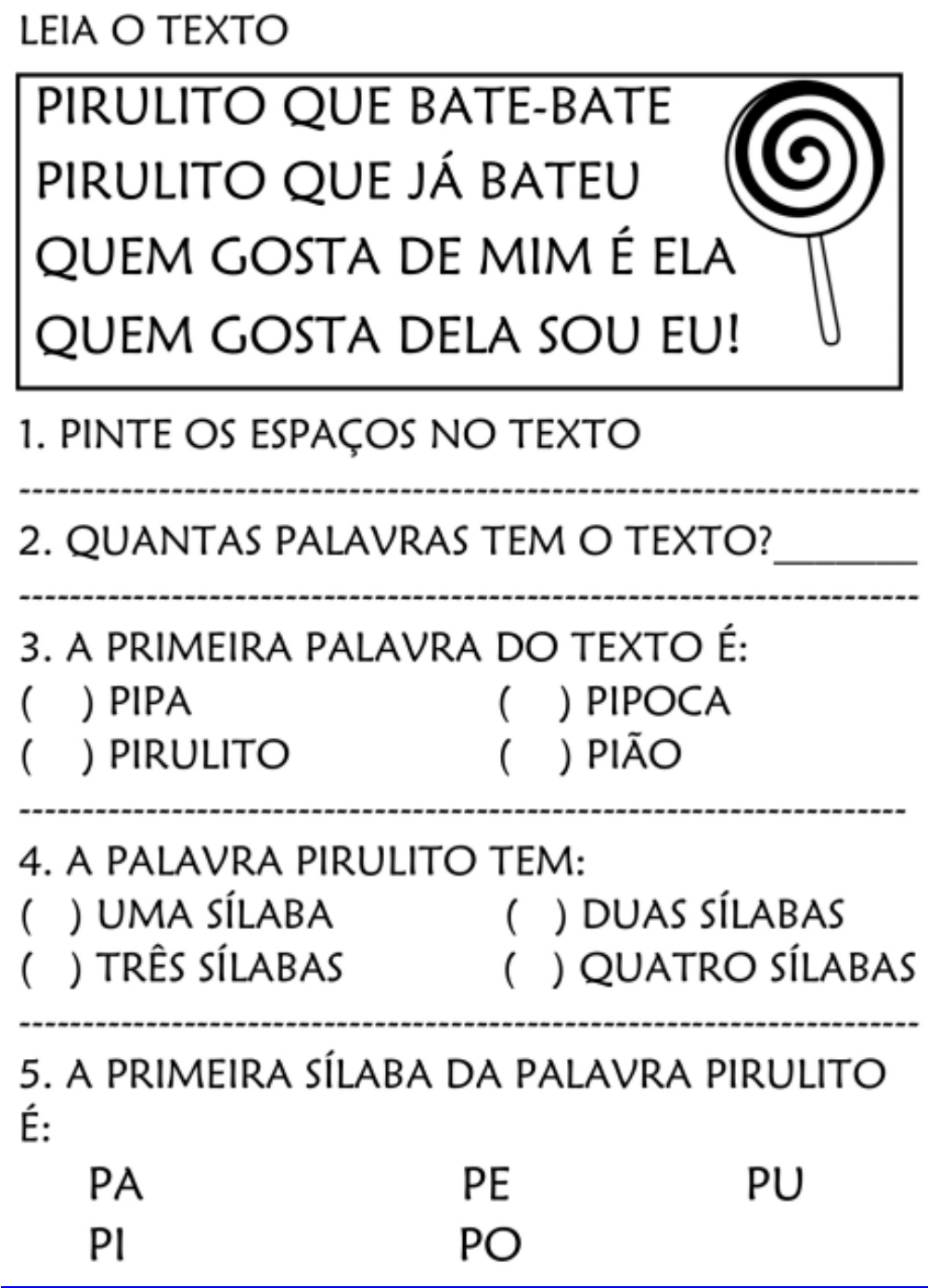 Atividades Cantigas Populares — SÓ ESCOLA em 2023  Atividades, Composição  musical, Atividades de alfabetização