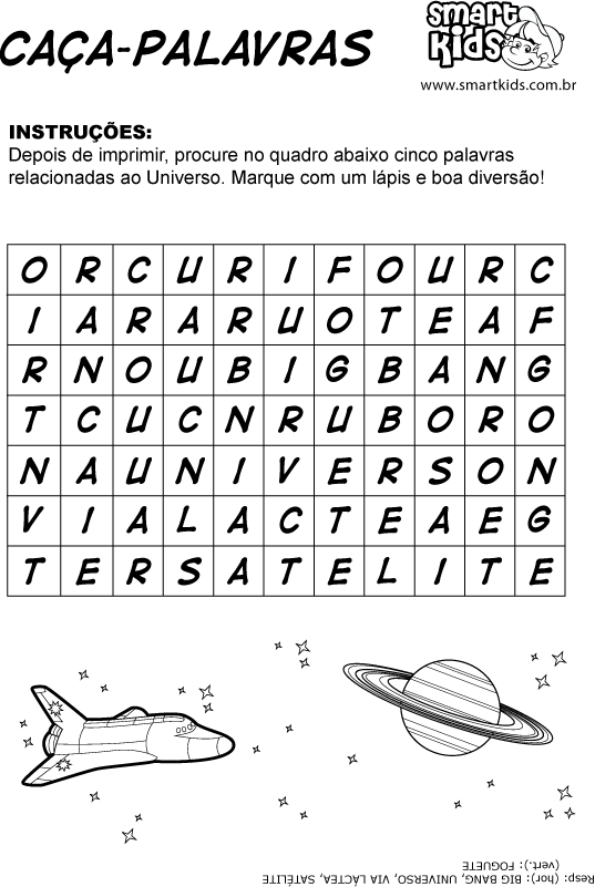 Atividade Big Bang - resumo + caça-palavras + gabarito