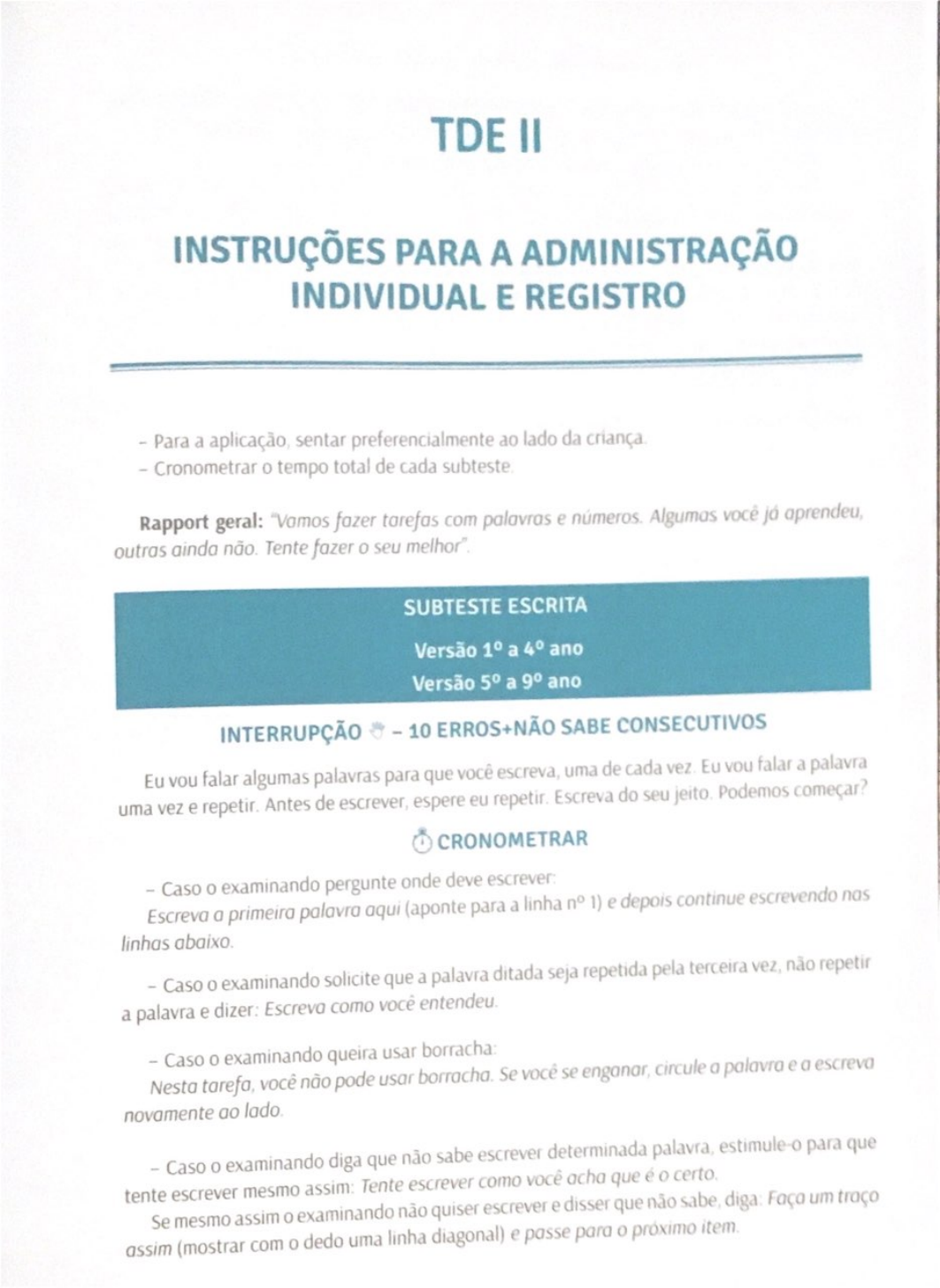 Manual TDE II Educação Especial