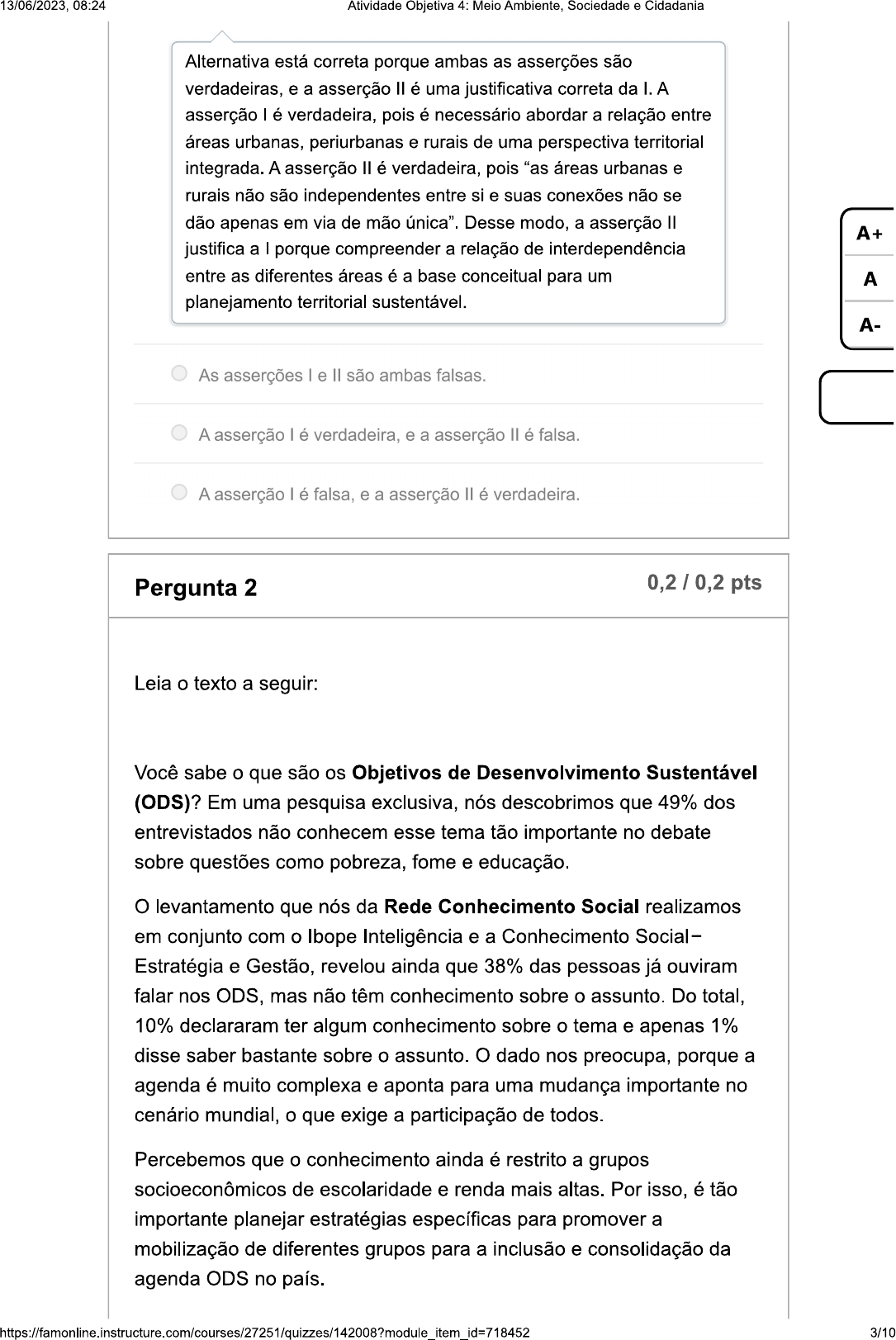 SOLUTION: Atividade objetiva 4 meio ambiente sociedade e cidadania