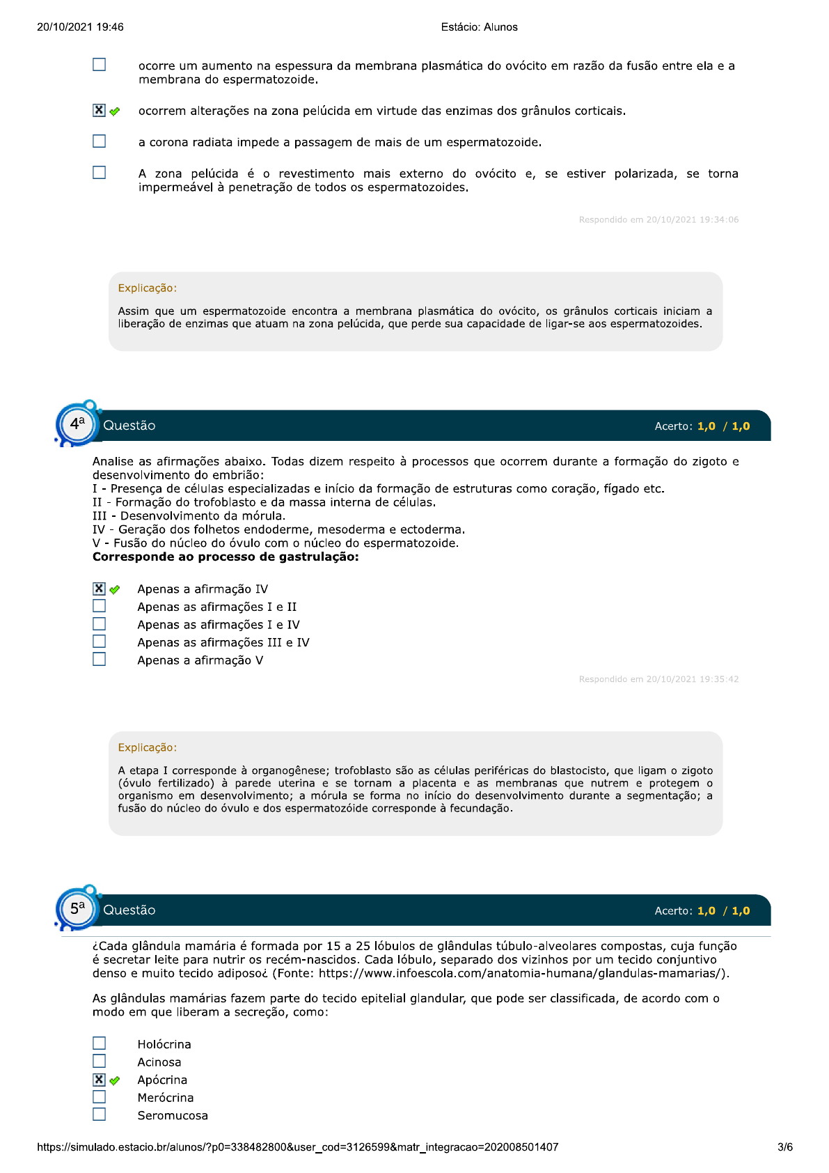 Simulado Histologia Histologia E Embriologia