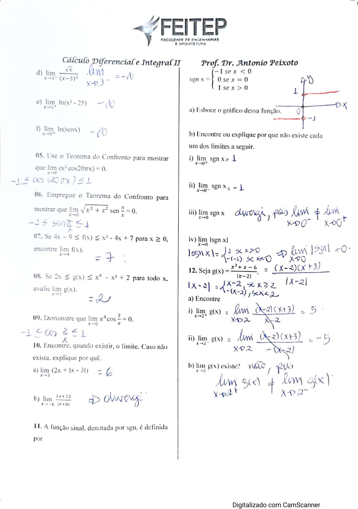 2ª Lista De ExercÍcios Calculo Ll Respostas Cálculo Ii